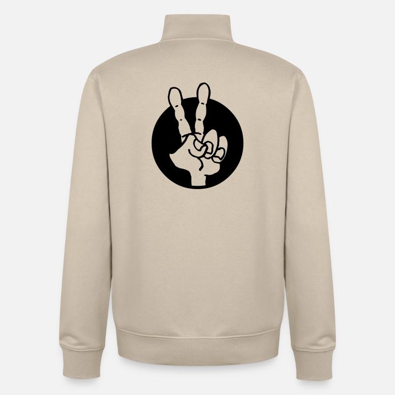 Hand peace - Sweat zippé unisexe en coton bio Stanley/Stella - beige crème