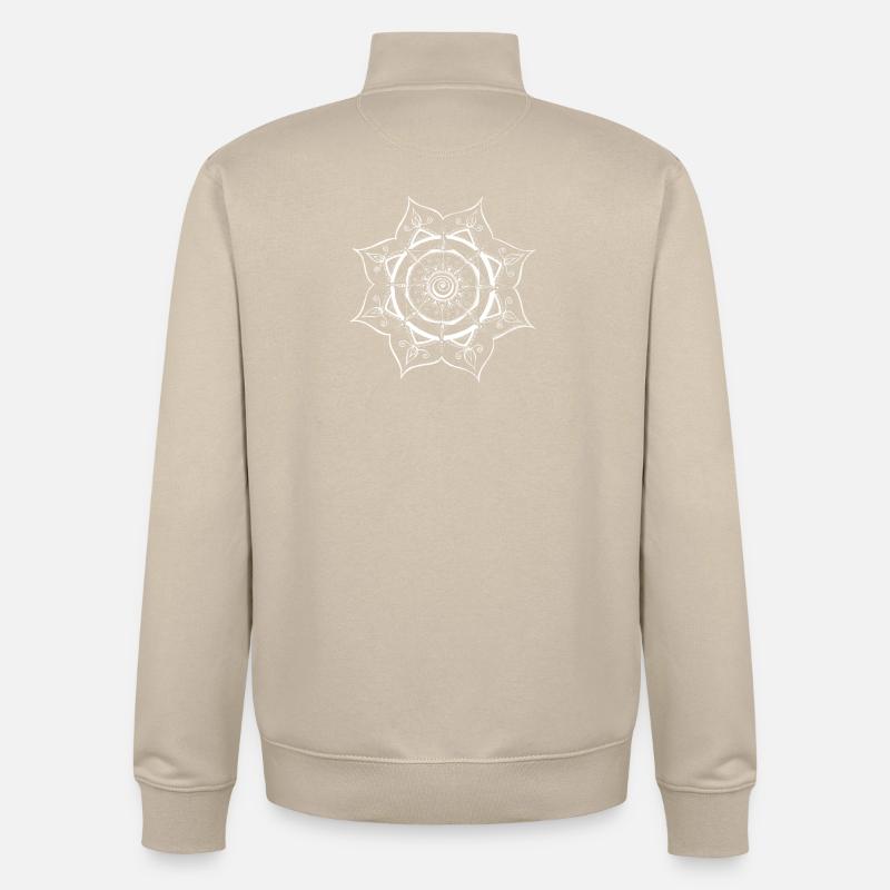 Conception de toile d’araignée Mandala - Sweat zippé unisexe en coton bio Stanley/Stella - beige crème