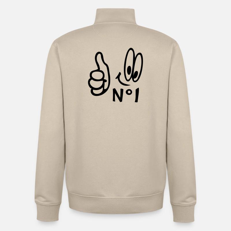 Number One, Comic - Sweat zippé unisexe en coton bio Stanley/Stella - beige crème