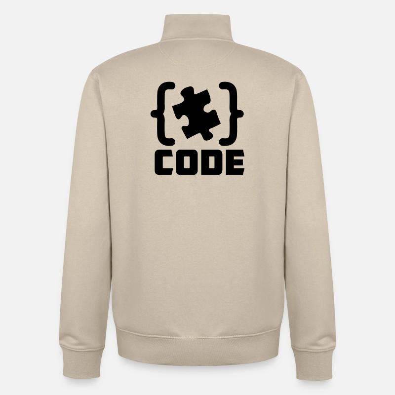 programmer Code puzzle piece solving - Unisex Organic Zip Sweatshirt by Stanley/Stella - desert dust