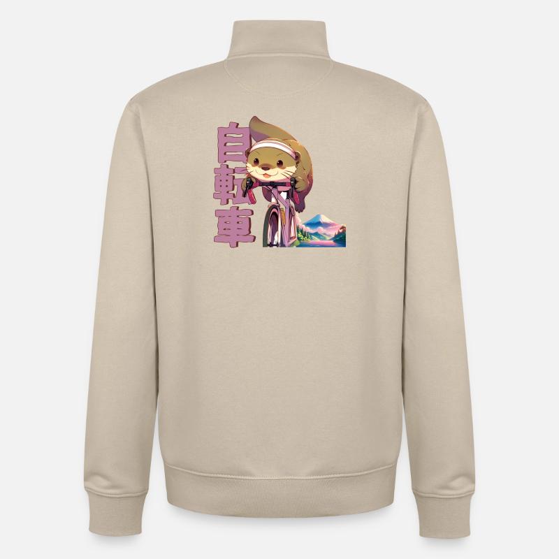 Anime Manga Cyclisme Loutre - Sweat zippé unisexe en coton bio Stanley/Stella - beige crème