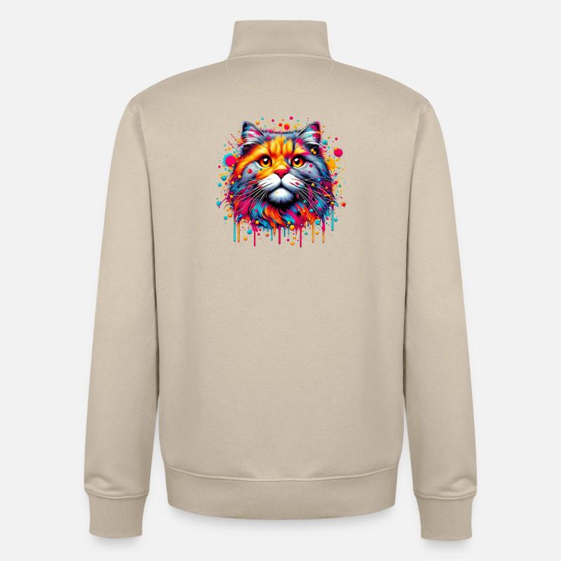 Cat - Unisex Organic Zip Sweatshirt by Stanley/Stella - desert dust