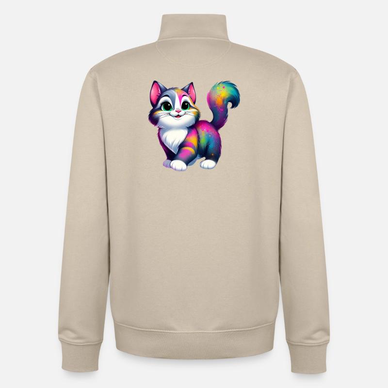 Chat - Sweat zippé unisexe en coton bio Stanley/Stella - beige crème