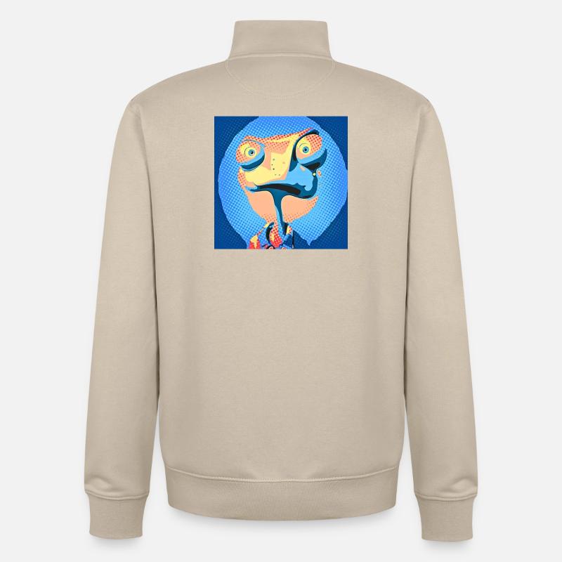 Caméléon Pop Art aux couleurs néon - Sweat zippé unisexe en coton bio Stanley/Stella - beige crème