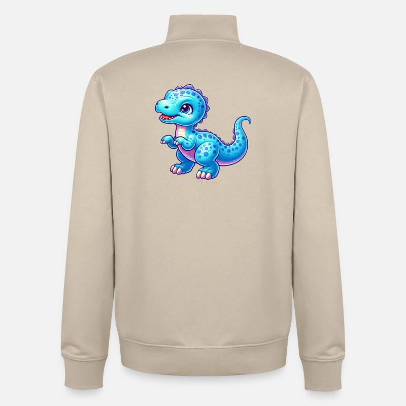 Dinosaure - Sweat zippé unisexe en coton bio Stanley/Stella - beige crème