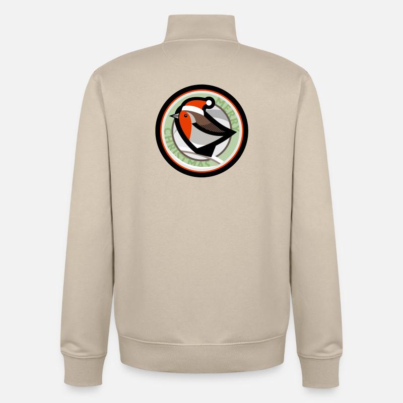 Robin de Noël - Sweat zippé unisexe en coton bio Stanley/Stella - beige crème