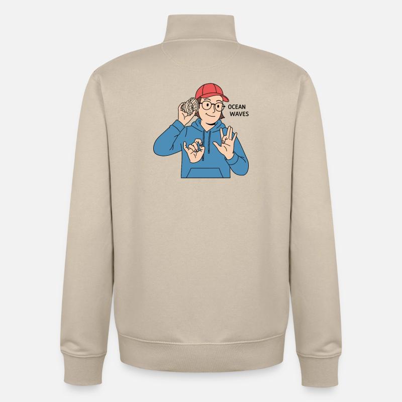 Gebärdensprache Ocean Waves - Unisex Organic Zip Sweatshirt von Stanley/Stella - Cremebeige