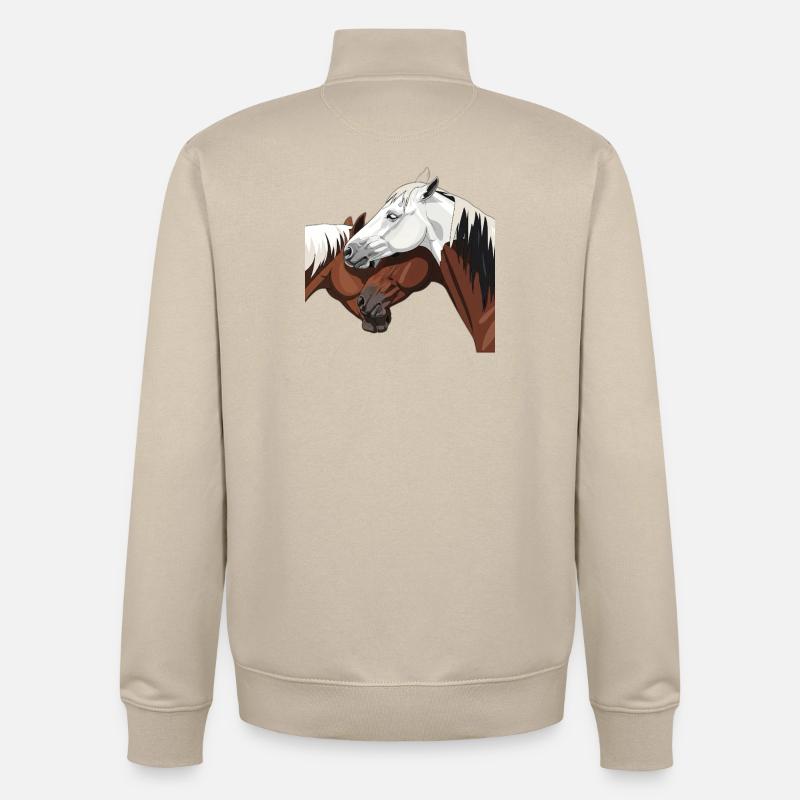 Impression de cheval élégant - Sweat zippé unisexe en coton bio Stanley/Stella - beige crème