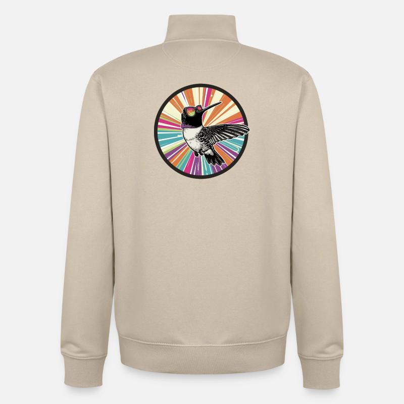 Vibranter Kolibri mit Farbexplosion - Unisex Organic Zip Sweatshirt von Stanley/Stella - Cremebeige