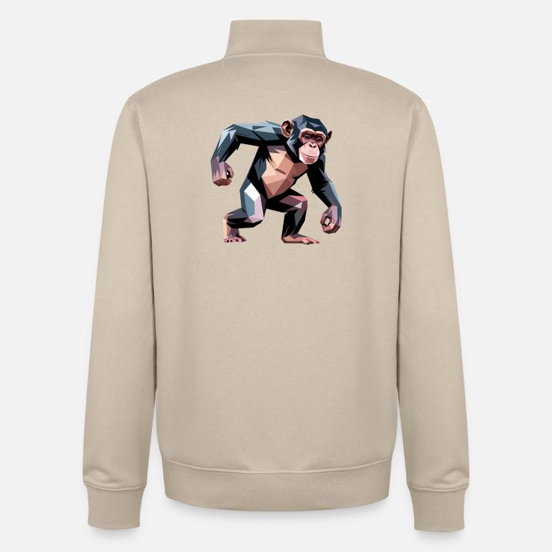 Monkey - Cooles Low-Poly-Logo - Unisex Organic Zip Sweatshirt von Stanley/Stella - Cremebeige