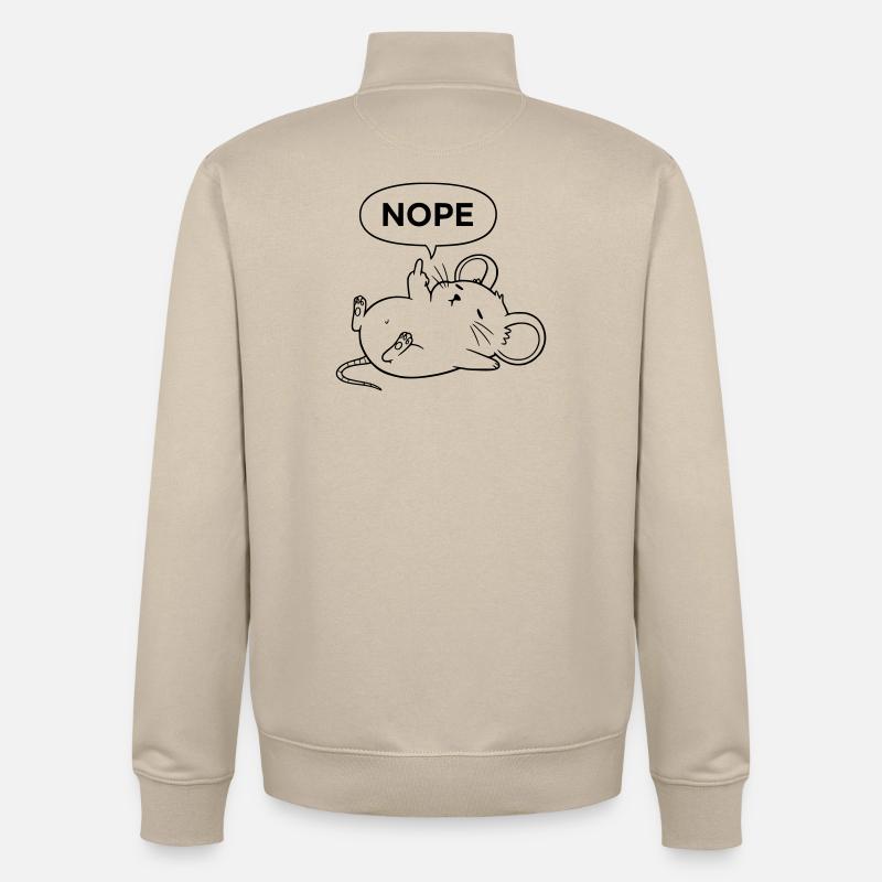 Nope Maus | Freches Mittelfinger Statement - Unisex Organic Zip Sweatshirt von Stanley/Stella - Cremebeige