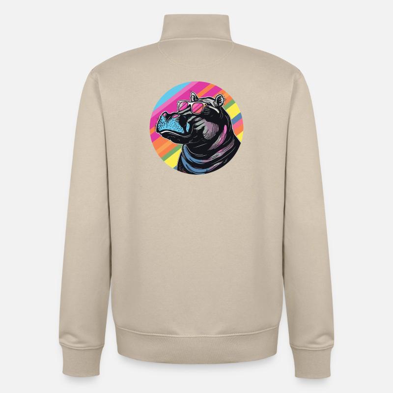 Lunettes de soleil Hippo Popart - Sweat zippé unisexe en coton bio Stanley/Stella - beige crème