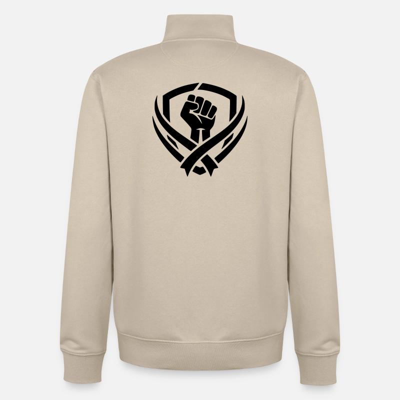 logo combat  - Sweat zippé unisexe en coton bio Stanley/Stella - beige crème