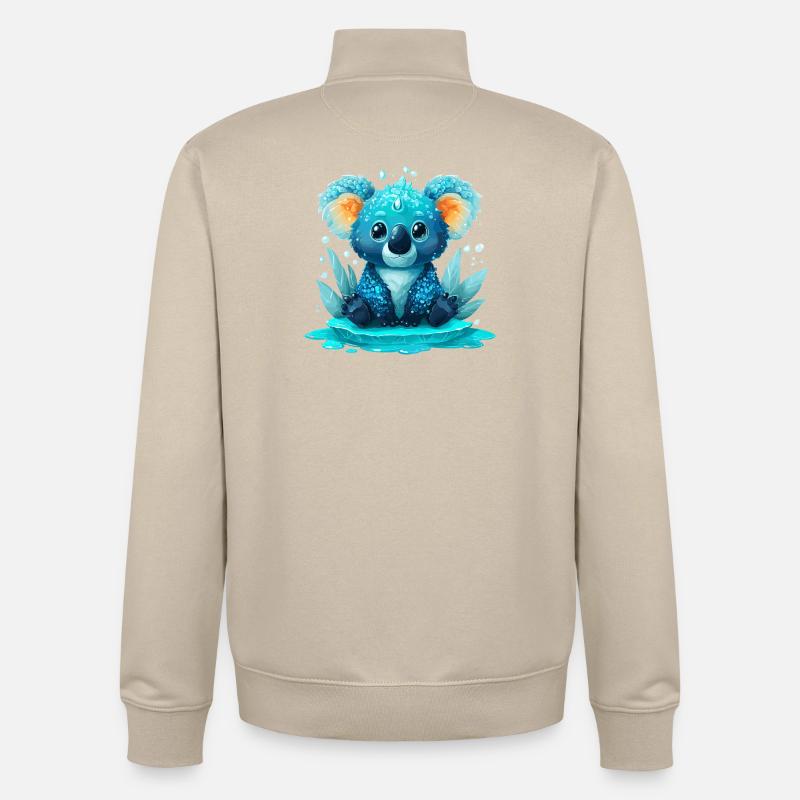 Monde aquatique du coala cobalt - Sweat zippé unisexe en coton bio Stanley/Stella - beige crème