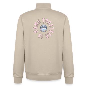 La maison, c’est là où nous sommes ensemble - boule disco - Sweat zippé unisexe en coton bio Stanley/Stella - beige crème - Dos - AI Model Male 185 dark (185cm)