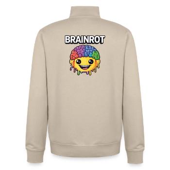 Sourire arc-en-ciel de la pourriture cérébrale - Sweat zippé unisexe en coton bio Stanley/Stella - beige crème - Dos - AI Model Male 185 dark (185cm)