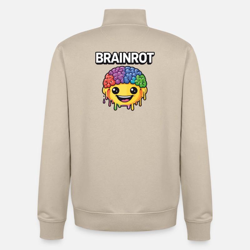 Brainrot Rainbow Smile - Unisex Organic Zip Sweatshirt von Stanley/Stella - Cremebeige