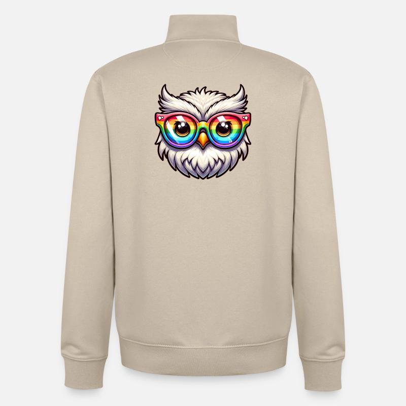 Regenbogen Eule Brille - Unisex Organic Zip Sweatshirt von Stanley/Stella - Cremebeige