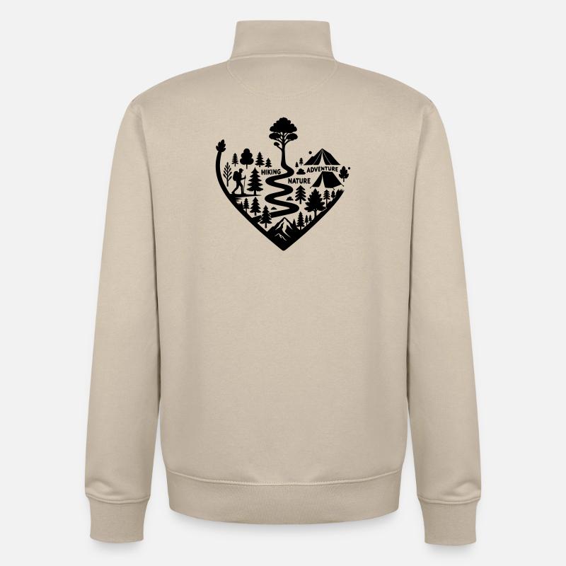 Sentier de randonnée nature d’aventure - Sweat zippé unisexe en coton bio Stanley/Stella - beige crème