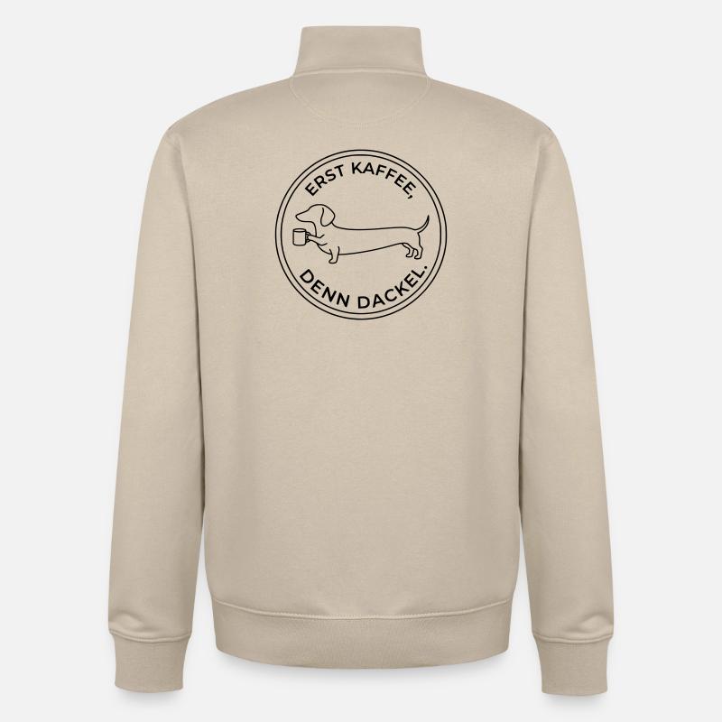 erst kaffee denn dackel - Unisex Organic Zip Sweatshirt von Stanley/Stella - Cremebeige