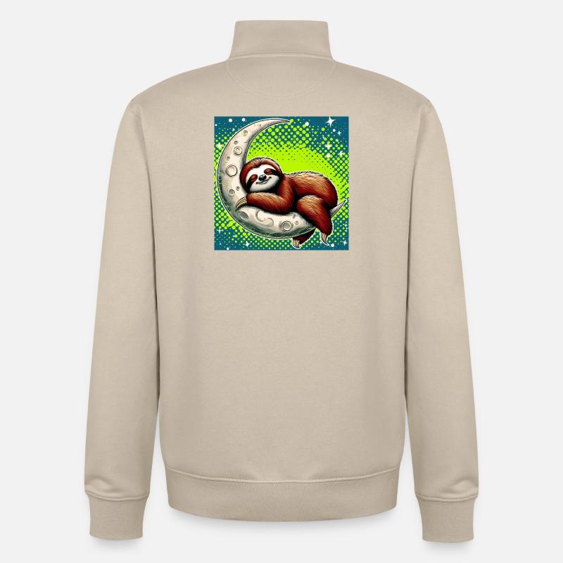Faultier schläft auf dem Mond - Unisex Organic Zip Sweatshirt von Stanley/Stella - Cremebeige