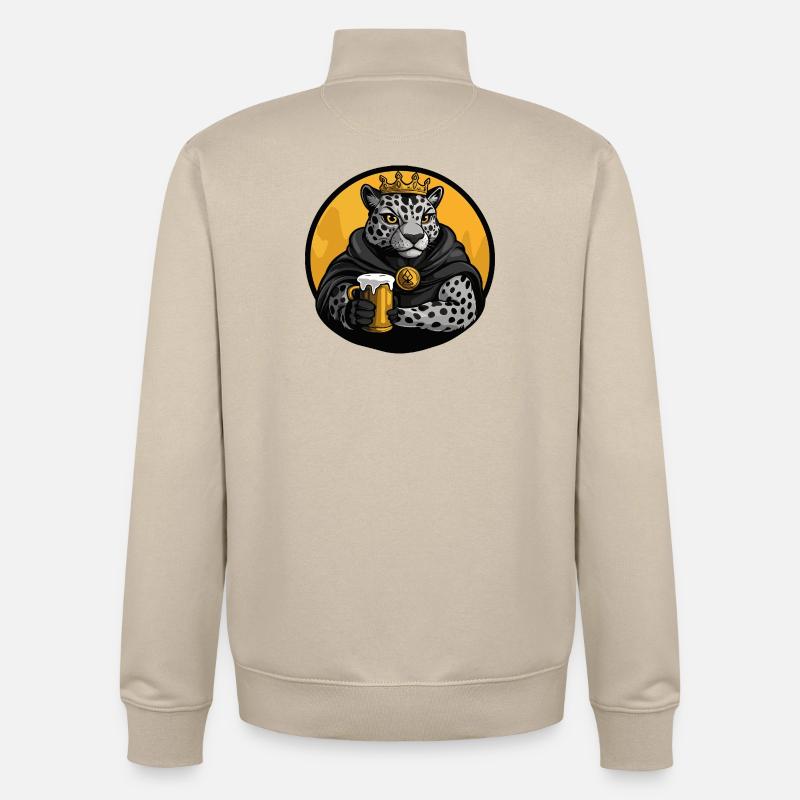 Bière léopard drôle - Sweat zippé unisexe en coton bio Stanley/Stella - beige crème