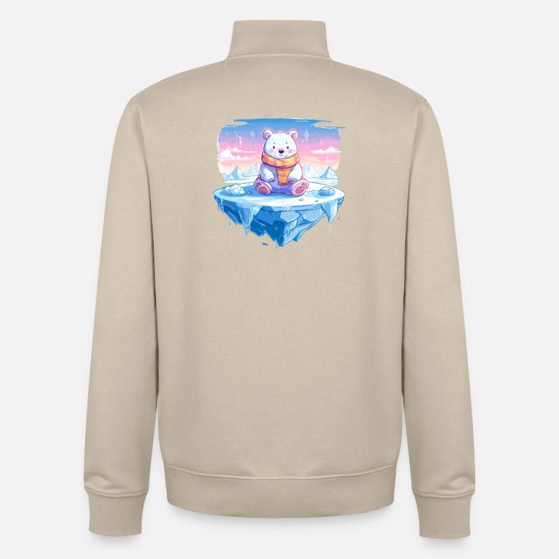 Polarlicht-Bär auf Eis - Unisex Organic Zip Sweatshirt von Stanley/Stella - Cremebeige