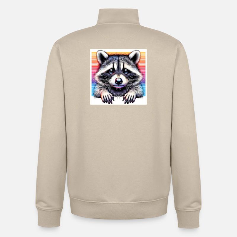 Raton laveur - Sweat zippé unisexe en coton bio Stanley/Stella - beige crème