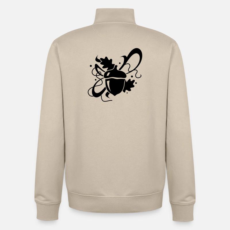 Eichel mit Eichenblätter - Unisex Organic Zip Sweatshirt von Stanley/Stella - Cremebeige