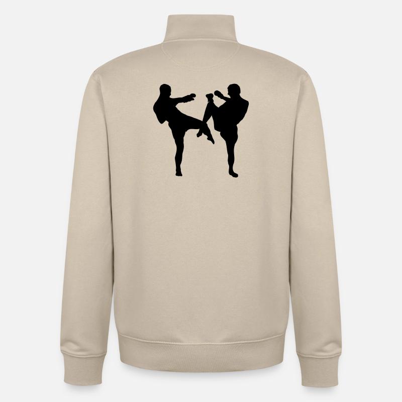 Boxe kickboxing - Sweat zippé unisexe en coton bio Stanley/Stella - beige crème