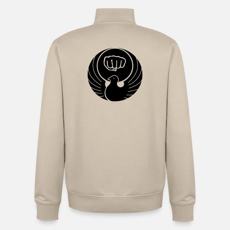 Wado-Taube mit Karate-Faust - Unisex Organic Zip Sweatshirt von Stanley/Stella - Cremebeige