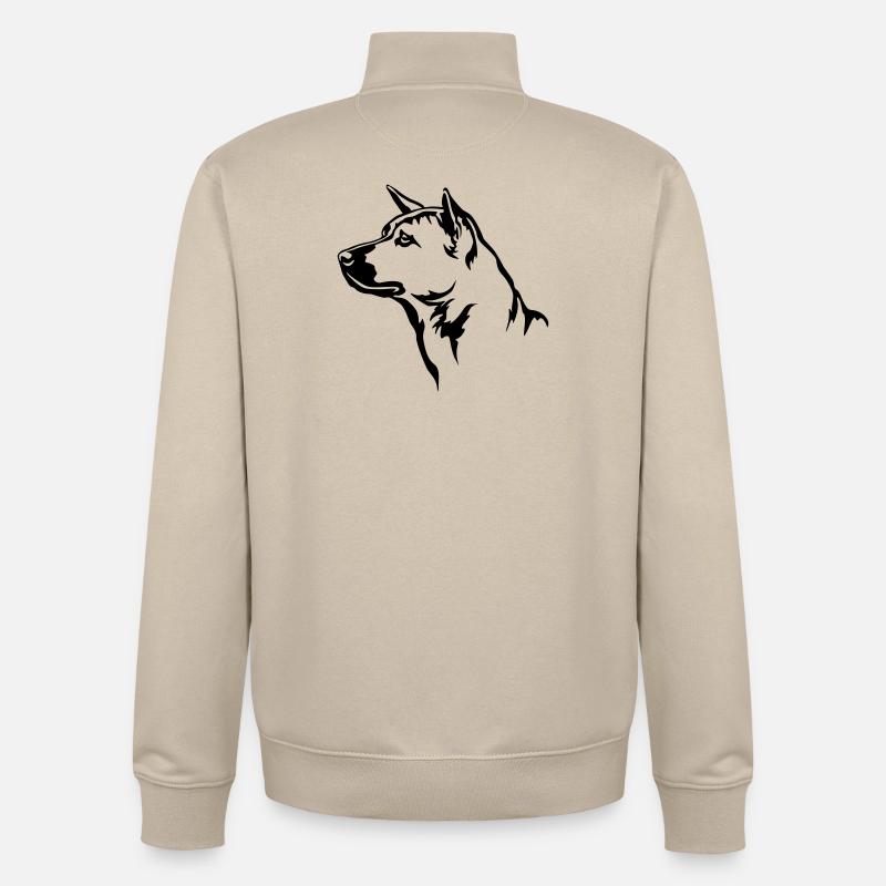 Thai Ridgeback Head - Sweat zippé unisexe en coton bio Stanley/Stella - beige crème