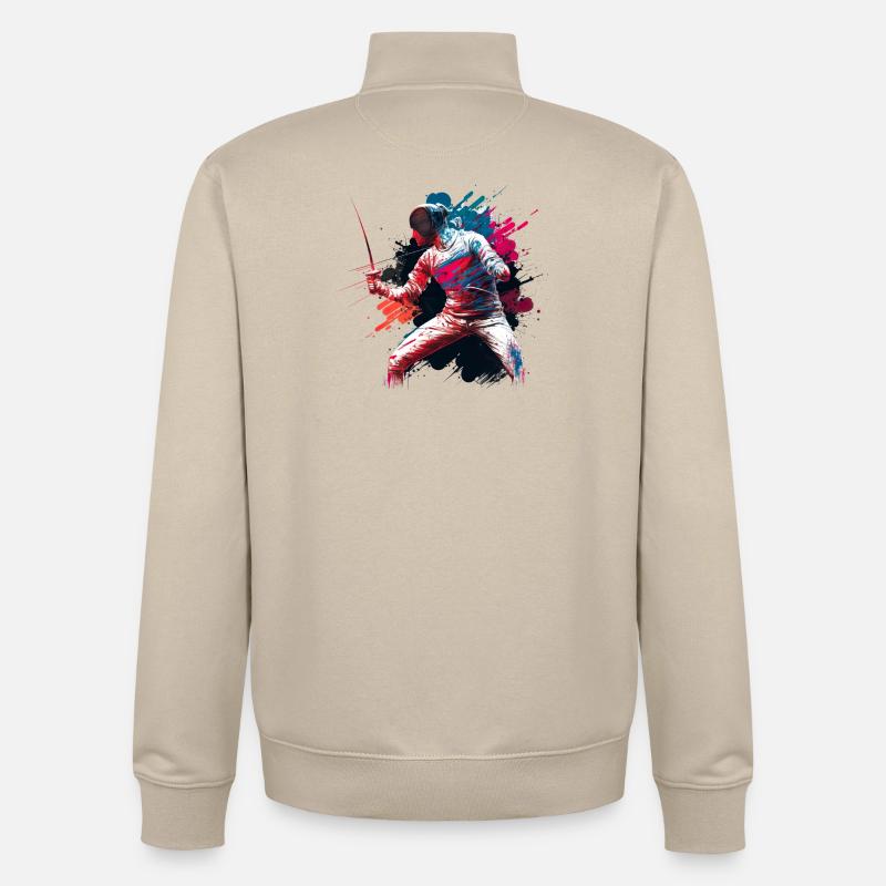 Farbexplosiver Fechter Graffiti - Unisex Organic Zip Sweatshirt von Stanley/Stella - Cremebeige