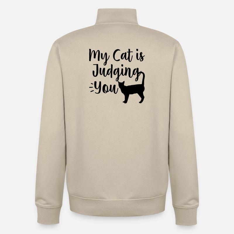 Drôle de chat - Sweat zippé unisexe en coton bio Stanley/Stella - beige crème