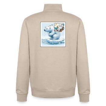 Eisbär - Unisex Organic Zip Sweatshirt von Stanley/Stella - Cremebeige - Hinten - AI Model Male 185 dark (185cm)