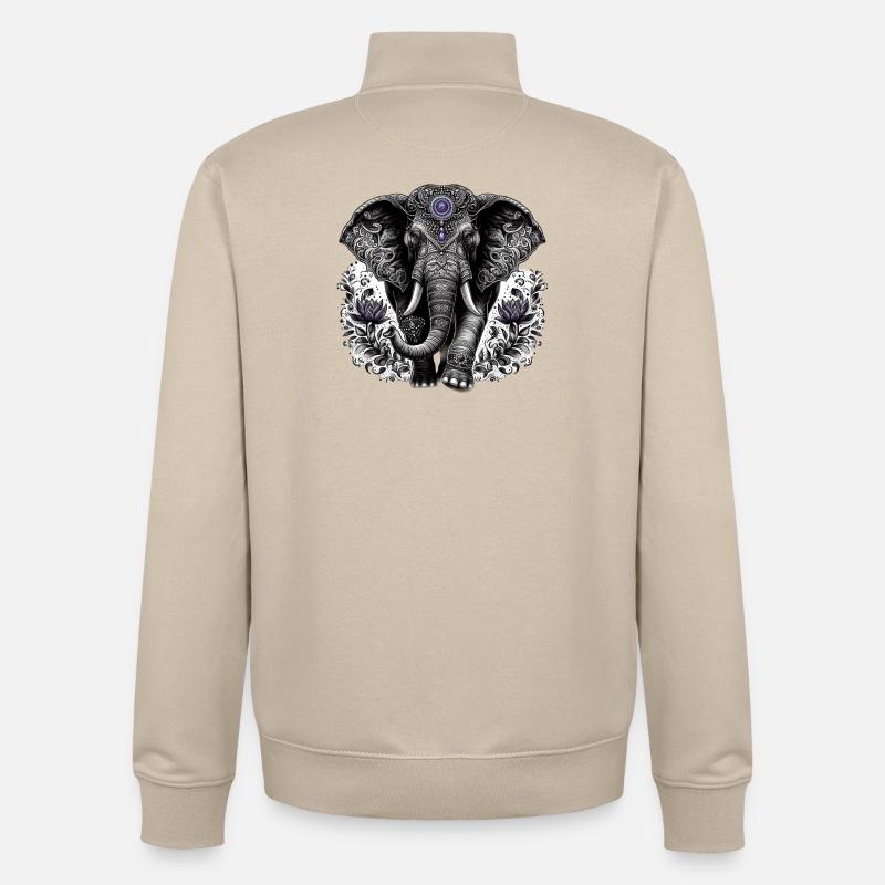 Elefant mit Kopfschmuck - Unisex Organic Zip Sweatshirt von Stanley/Stella - Cremebeige