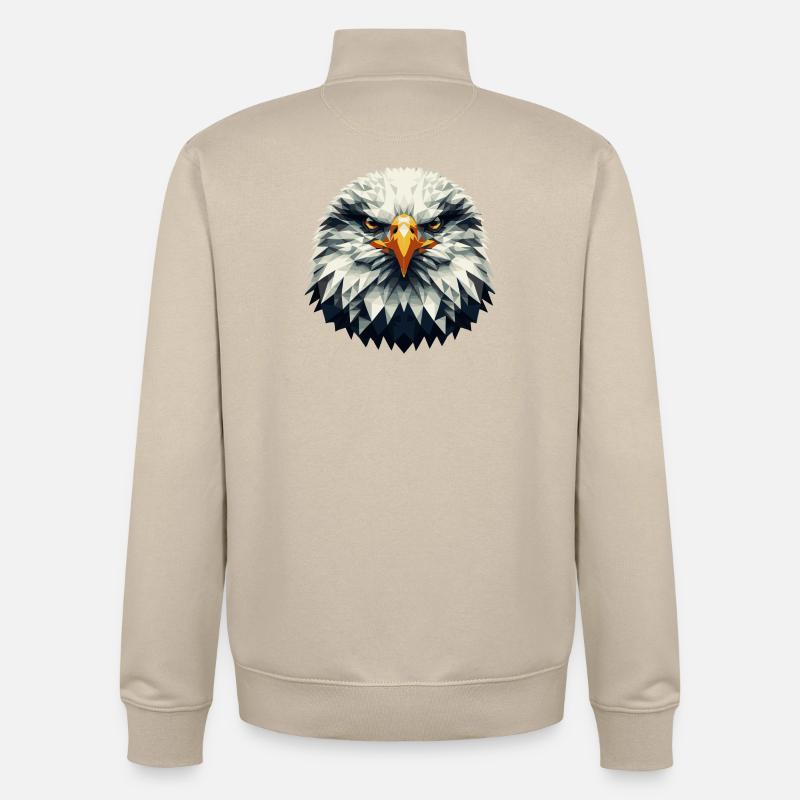 Geometric Eagle Head – Polygonal - Unisex Organic Zip Sweatshirt by Stanley/Stella - desert dust