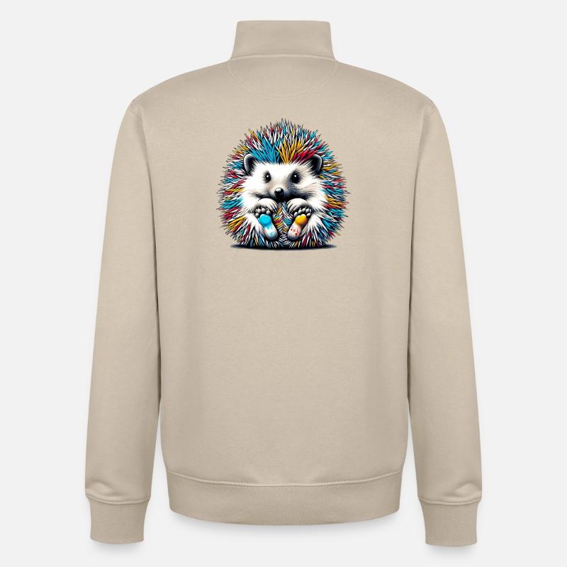 Hedgehog - Unisex Organic Zip Sweatshirt by Stanley/Stella - desert dust
