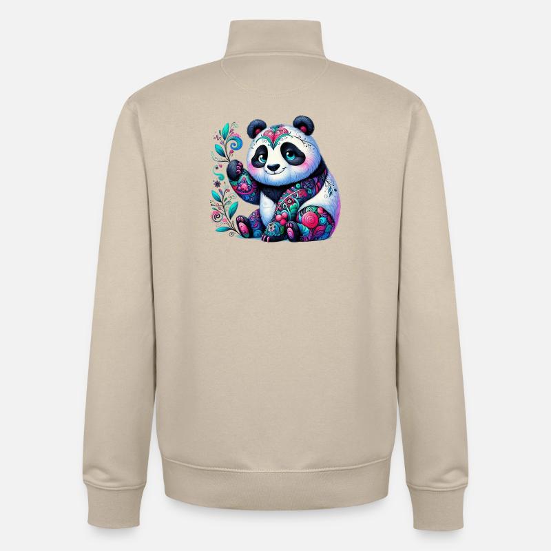 Panda - Sweat zippé unisexe en coton bio Stanley/Stella - beige crème