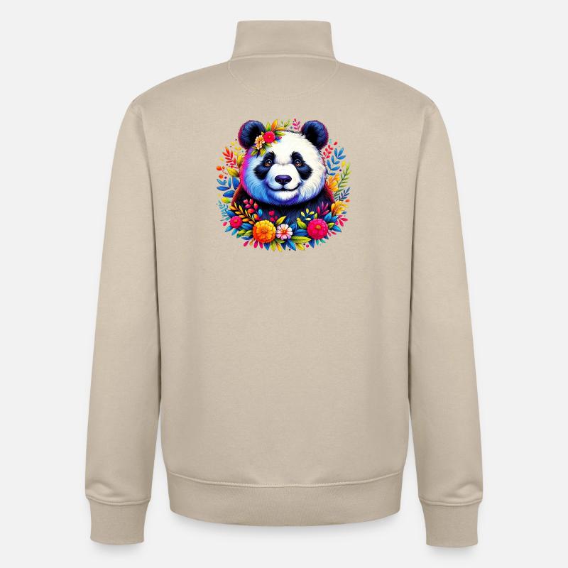 Panda - Sweat zippé unisexe en coton bio Stanley/Stella - beige crème