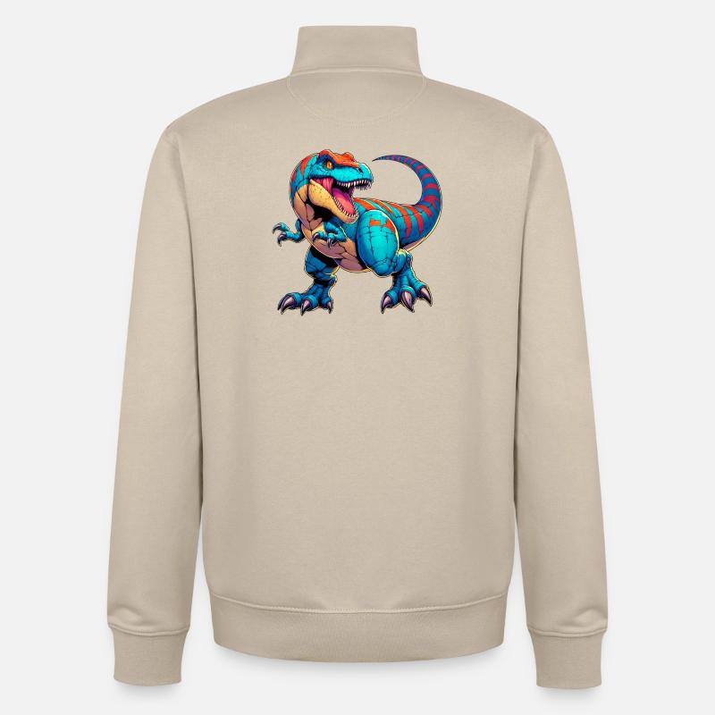 Dinosaure - Sweat zippé unisexe en coton bio Stanley/Stella - beige crème