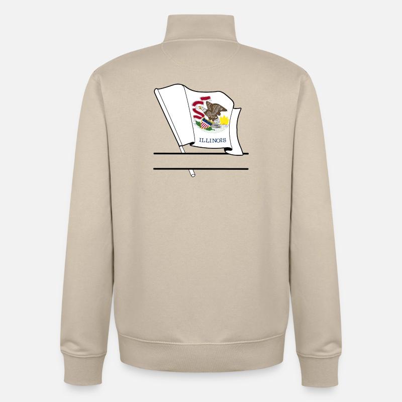 Drapeau Illinois bannière de texte - Sweat zippé unisexe en coton bio Stanley/Stella - beige crème