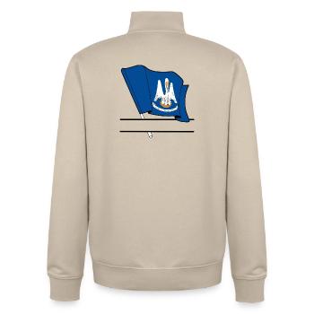 Flag Lousiane text banner - Unisex Organic Zip Sweatshirt by Stanley/Stella - desert dust - Back - AI Model Male 185 dark (185cm)
