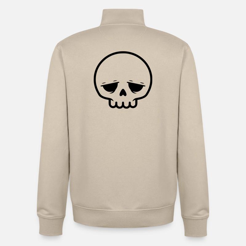 Sad Skull | Emo & Goth Design - Unisex Organic Zip Sweatshirt by Stanley/Stella - desert dust