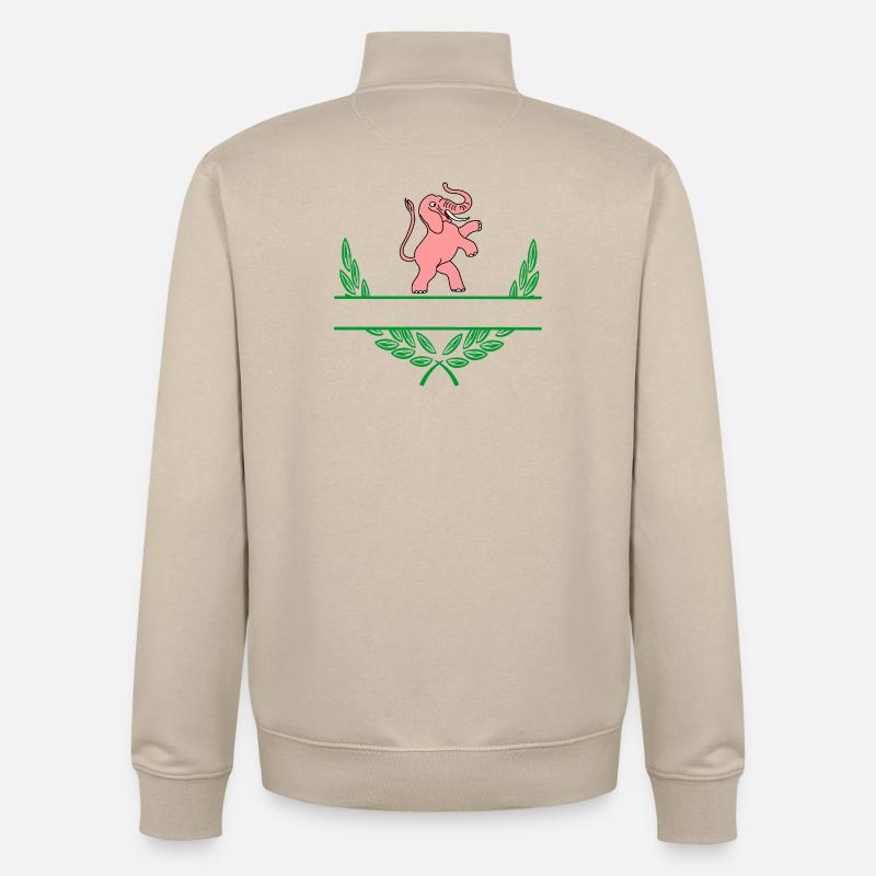 Éléphant rose avec espace de noms - Sweat zippé unisexe en coton bio Stanley/Stella - beige crème