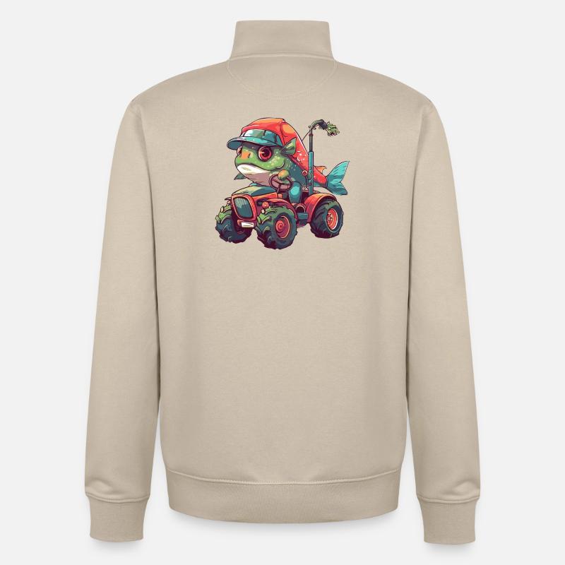 Éleveur de tracteurs de poissons Piranha - Sweat zippé unisexe en coton bio Stanley/Stella - beige crème