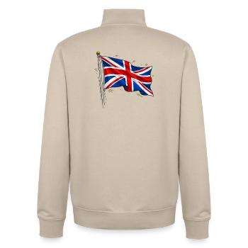 Great Britain England Flag - Unisex Organic Zip Sweatshirt by Stanley/Stella - desert dust - Back - AI Model Male 185 dark (185cm)