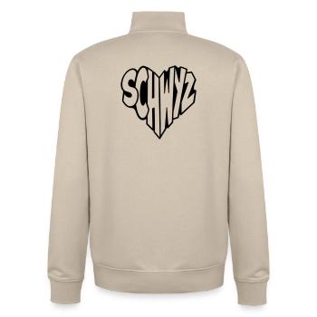 Schwyz, Suisse Lettrage de cœur - Sweat zippé unisexe en coton bio Stanley/Stella - beige crème - Dos - AI Model Male 185 dark (185cm)