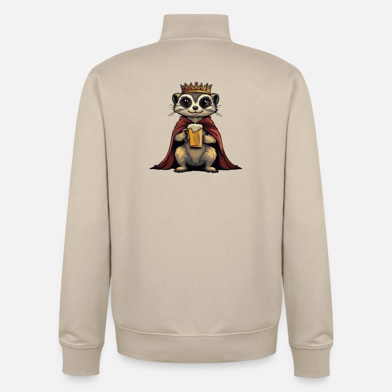 Erdmännchen Bier König - Unisex Organic Zip Sweatshirt von Stanley/Stella - Cremebeige
