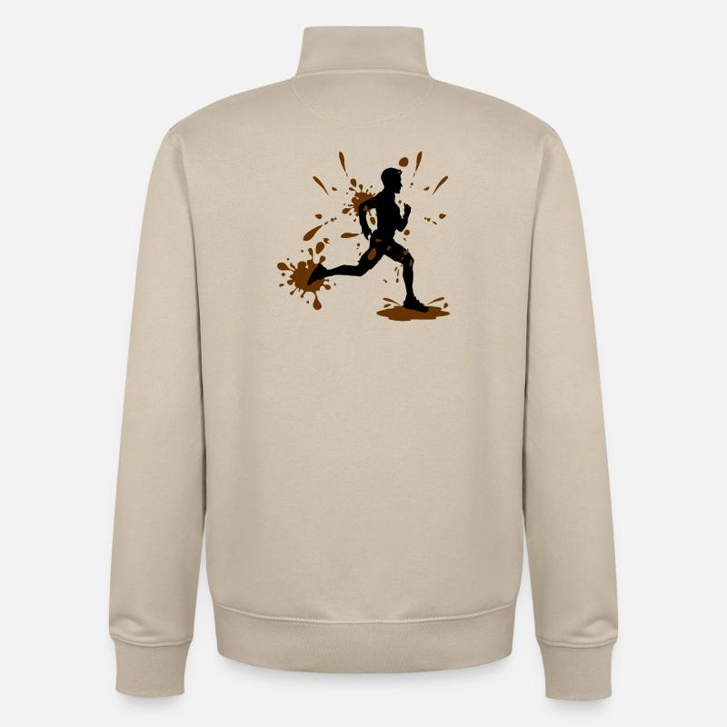 Mud Run Man – Défi Modder Runner - Sweat zippé unisexe en coton bio Stanley/Stella - beige crème